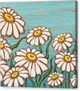 Dancing Daisy Daydreams In Parrot Blue Skies Canvas Print