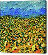 Dancing Sunflowers- Art By Linda Woods Canvas Print