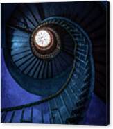 Dark Blue Spiral Staircase Canvas Print