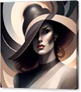Dark Elements Woman With Hat Portrait 3 Canvas Print
