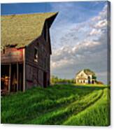 Day's Work Is Done At The Solberg Homestead - Abandoned Barn And Homestead In Benson County Nd Canvas Print