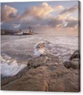 Del Mar Waves And Sunset Canvas Print