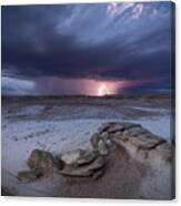 Desert Storm With Lightning Canvas Print
