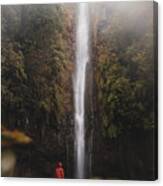 Discoverer Standing Under 25 Fontes Waterfall, Madeira Canvas Print