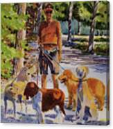 Dog Walker At Lemoine Point Canvas Print