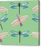 Dragonflies Over Grass Canvas Print