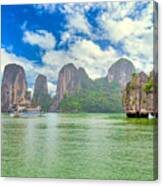 Dreamy Scenic Among The Rocks Of Halong Bay Canvas Print
