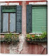 Dueling Rustic Windows Of Venice Canvas Print