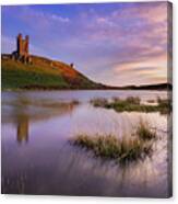 Dunstanburgh Castle Reflections At Sunset Embleton Bay, Northumberland, England Canvas Print