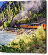 Durango Mountain Train Along The Colorado Animas River Canvas Print