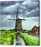 Dutch Windmill, Dry Brush On Sandstone Canvas Print