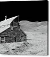 Earthrise Over A Dakota Moonstead - Nd Barn Relocated To Apollo 15 Landing Site On Moon Canvas Print