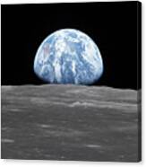 Earthday Over The Lunar Landscape Canvas Print