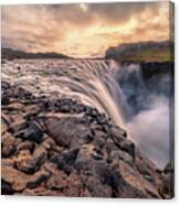 East Side Of Dettifoss Waterfall In Iceland Canvas Print