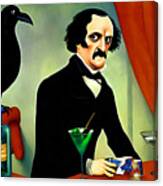 Edgar Allan Poe Faces His Fears And Invites The Raven To A Martini At The Local Tavern 20221119a2 Canvas Print