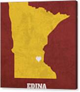 Edina Minnesota City Map Founded 1860 University Of Minnesota Color Palette Canvas Print
