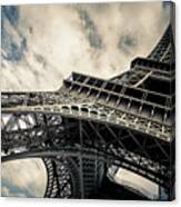 Eiffel Tower With Blue Sky And Cloud Background. Low Angle View Canvas Print