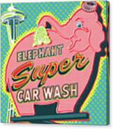 Elephant Car Wash And Space Needle - Seattle Canvas Print