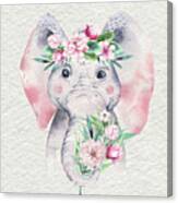 Elephant With Flowers Canvas Print