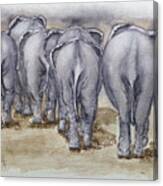 Elephants Leaving...no Butts About It Canvas Print