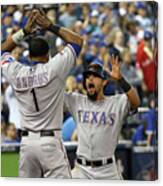 Elvis Andrus And Rougned Odor Canvas Print