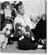 Elvis Presley With His Teddy Bears Canvas Print