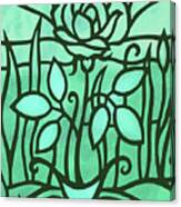 Emerald Green Rose Garden Flower Stained Glass Tiffany Style Mosaic Canvas Print