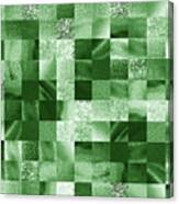 Emerald Green Watercolor Squares Art Mosaic Quilt Canvas Print
