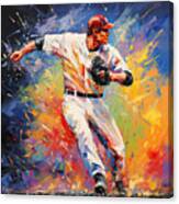 Energetic Impressionist Baseball Paintings Canvas Print
