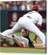 Eric Chavez And Chase Utley Canvas Print