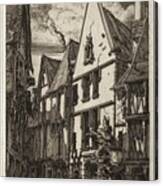 Etchings Of Paris A Bourges 1853 Charles Meryon Canvas Print