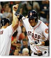 Evan Gattis And Carlos Correa Canvas Print