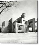 Exterior Of Modern Home In Winter Canvas Print