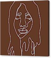 Face 02 - Abstract Minimal Line Art Portrait Of A Girl - Single Stroke Portrait - Terracotta, Brown Canvas Print