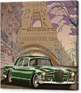 Facel Vega - Paris Est A Nous. Classic Car Art Deco Style Poster Print Green Edition Canvas Print