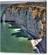 Falaises D'etretat - Porte D'aval And Aiguille De Belval - France Canvas Print Falaises D'etretat - Porte D'aval And Aiguille De Belval - France Canvas Print