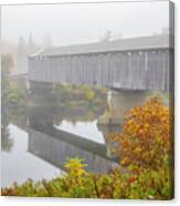 Fall Foliage And Mount Orne Covered Bridge Canvas Print