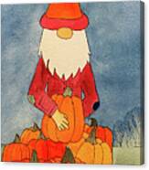 Fall Gnome With Pumpkins Canvas Print