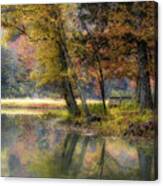 Fall Scene On Shores Lake Canvas Print
