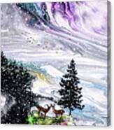 Falling Snow On The Mountains Canvas Print