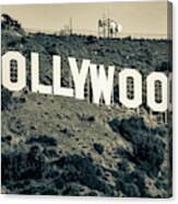 Famous Hollywood Sign In Los Angeles California In Sepia Canvas Print