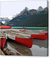 Fan Shaped Canoes - Lake Louise Banff - Banff National Park - Alberta - Canada Canvas Print