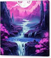 Fantasy Alien Landscape 01 Full Moon Canvas Print