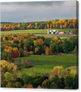 Farmhouse Among The Autumn Colors Canvas Print