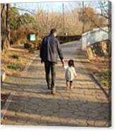 Father And Child Walking Canvas Print