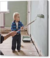 Father And Son Painting Wall Canvas Print