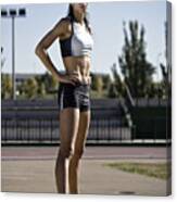 Female Athlete Standing With Hand On Hip Canvas Print