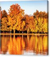 Fiery Autumn Colors By The Lake Canvas Print