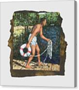 Fig. 45. Correct Position For Throwing Ring Buoy. Canvas Print