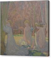 Figures In A Spring Landscape Canvas Print